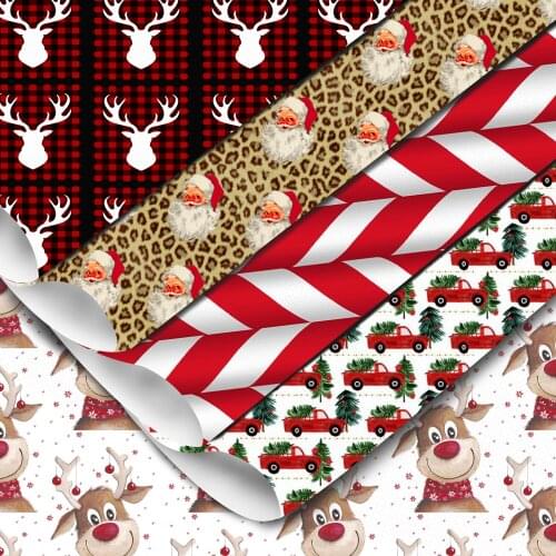 Christmas Deer Red Festival Series Odinary Faux Synthetic Leather Sheets For Hair Bows Gift Home Decoration Accessories Vinyl