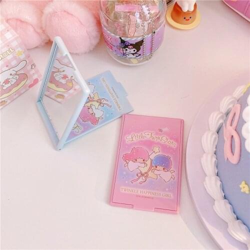 Cute Portable Folding Makeup Mirror Cosmetic Mirror Pocket Rectangle Makeup Folding Small Mirror For Girls Travel Outdoor
