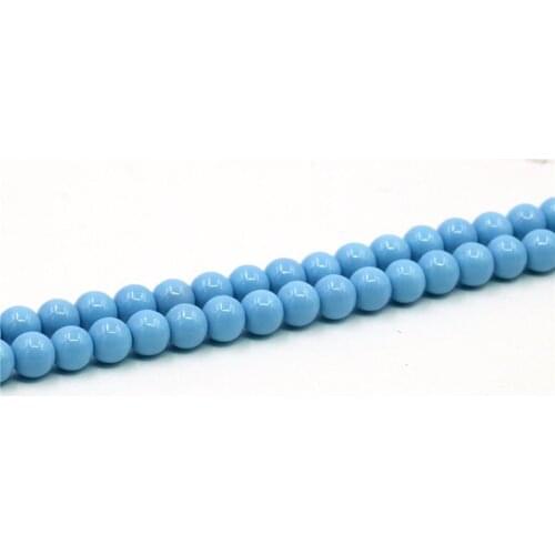 3-colour Blue Green Orange Fashion Classic Shell Glass Round Beads Imitating Coral Beads Jewelry Loose Beads 15 Inches Y27