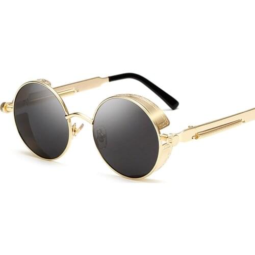Fashion Steampunk Sunglasses Brand Design Round Sunglass Women Men Vintage Metal Punk Sun Glasses UV400 Shades Oculos de sol