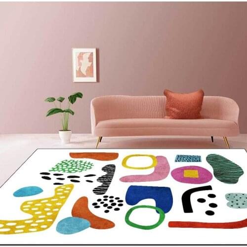 Cartoon Abstract Geometric Pattern Decor Carpet Living Room Sofa Table Non-Slip Soft Area Rugs Kids Bedroom Play Game Floor Mats