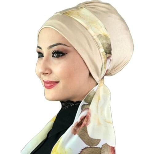 New Fashion 2021 Hijab Turban Lady Hat Seasonal Scarf Hijab Foulard Single Size Pale Yellow Biritli Scarf Bone