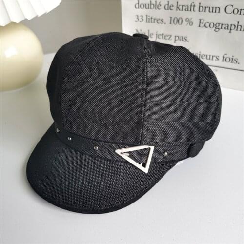 Fibonacci New Octagonal Hats For Women Simple Belt Buckle Korean Art Painter Caps Wild Retro Beret Outdoor Female Casual Hat