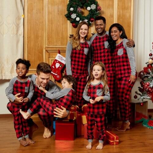 PatPat New Arrival Autumn and Winter Plaid Family Matching Pajamas Sets（Flame resistant) Family Look Kids Clothing