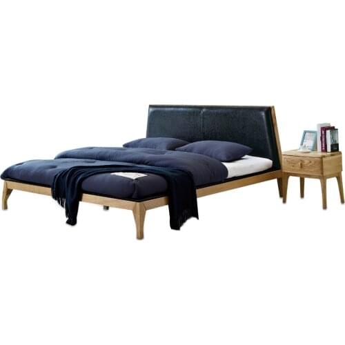 1212H315 Original Nordic Modern Simple style Ash solid wood with stable ranked skeleton soft bed-rest large bed frame