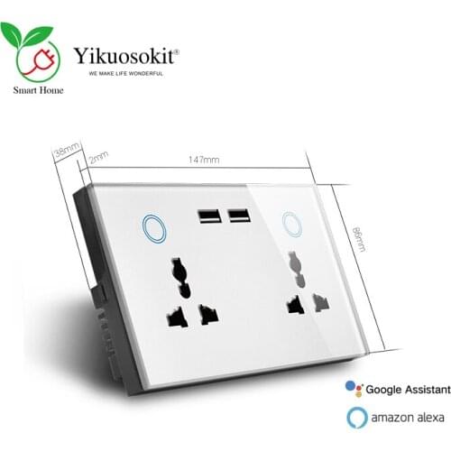 Tempered Glass 147mmx86mm compatible with Alexa and Google home Power Metering Functioon Tuya smart 2 universal outlets with USB