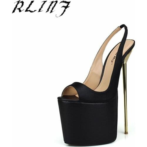 RLINF 2018 Silk High Heel Platform Style Sexy Peep Toe Summer Thick High Heel Red, Green, Black, Sky Blue, Yellow Green 40--50
