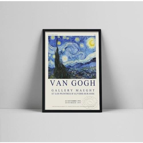 Van Gogh a Starry night poster, Van Gogh Print, Van Gogh poster, A Starry night van Gogh, Exhibition poster, Gallery Maegth
