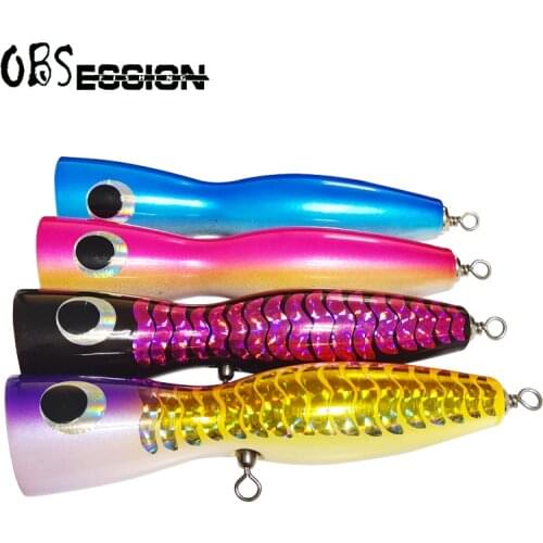 120g 19.5cm Topwater Floating Wooden Lure Saltwater Fishing Bait Wood Popping GT Surface Deep Sea Popper Lure For Tuna tackle