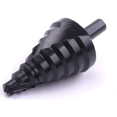 Professional HSS Nritriding Black Spiral Groove Step Drill Bit 8 Steps from 10 to 45mm Triangle Round Shank Stepped Drill Tool