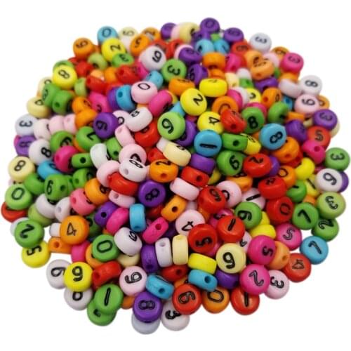 Sale 100 Pcs/Lot 7mm Jewelry Fingdings Spacer Acrylic Loose Beads DIY Mixed Number Letter Beads For Necklace Bracelet