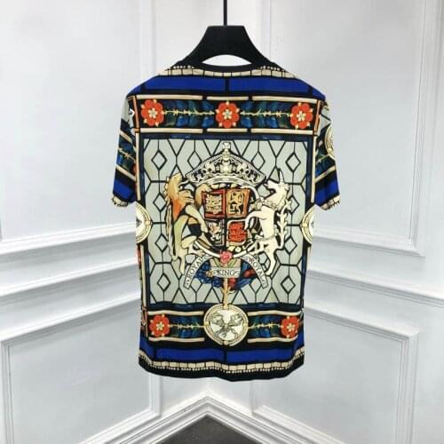 Size Plus Runway Fashion T-Shirt 2021 Spring Summer Contrast Color Print Casual Cotton Party Holiday Loose T-Shirts