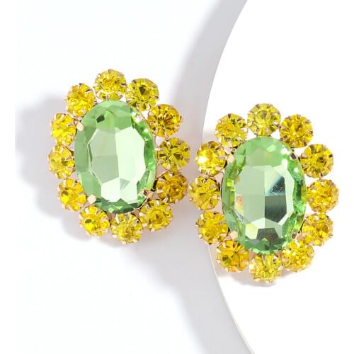 LUBOV Luxury Designer Earrings Oval Square Alloy Inlaid Geometric Stud Earings Fashion Jewelry Boucles D Oreille Femme