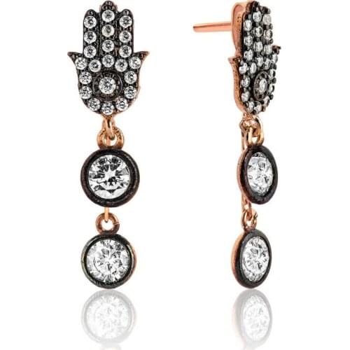 Silver Wobbly Fatma Mother Hand Earring , Quality products , Flashy Designs , Hundreds of kinds of earrings