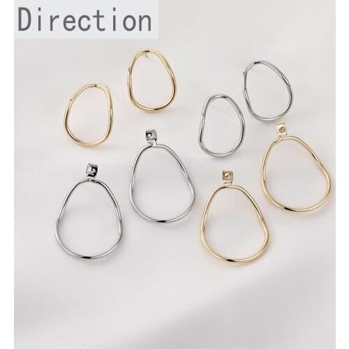 New Japanese and Korean temperament color contrast irregular texture silver needle Earrings DIY handmade earrings accessories