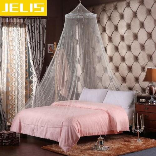3 Colors Summer Elgant Hung Dome Mosquito Net for Double Bed Summer Polyester Mesh Fabric Home Bedroom Baby Adults Hanging Decor