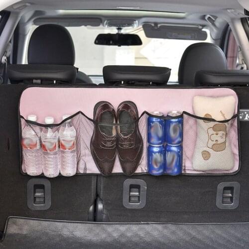 Super Big Size Auto Seat Back Storage Mesh Net Bag Auto Magic Sticking Holder Pocket Trunk Organizer
