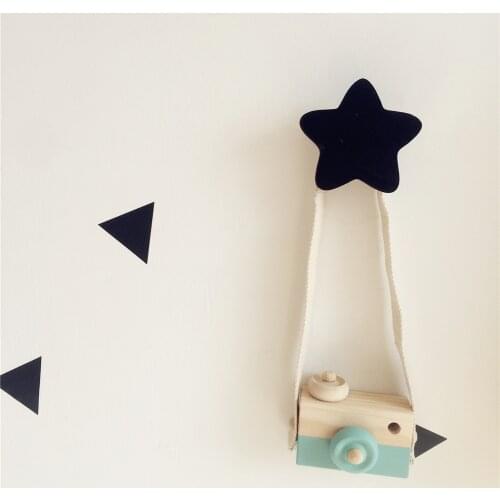 Scandinavian Style Nursery Kids Room Decoration Wall Hook Wooden Star Clothes Rack Black White Pink Blue Clothing Hanger Art INS
