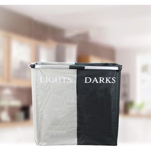 Foldable Laundry Basket, Aluminum Tube, Double Grid, Home Fabric, Clothing Storage, Two-Color Laundry Basket