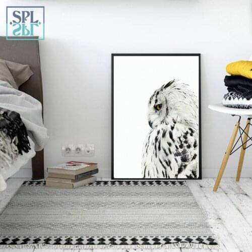 SPLSPL Nordic Style Black and White Owl Animals Wall Art Canvas Print Picture Cuadros Decoracion Dormitorio Without Frame