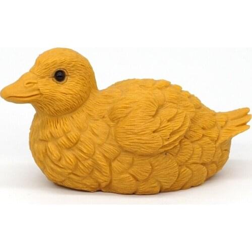 Duck Statue Natural Gemstone Yellow Jade Crystal Hand Carved Figurine Decor 4.6"
