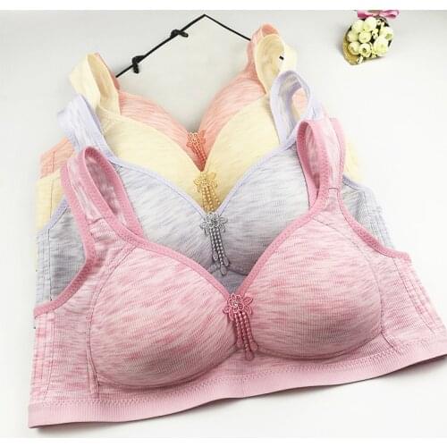 Comfortable Bralette Womens Plus Size Underwear Elastic Wide Shouder Strap Vest Style Brassiere Breathable Cotton Thin Cup Bras