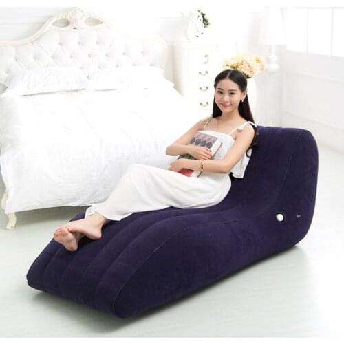 Increase and lengthen outdoor sofa S-type flocking inflatable recliner balcony sun sofa bed bedroom sofa