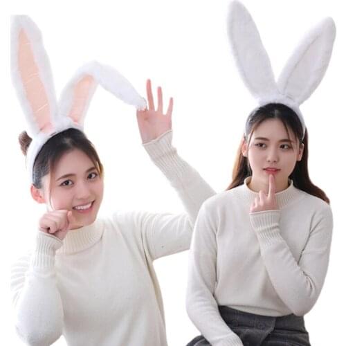 Japanese Long Bunny Ears Headband Furry Fluffy Plush Easter Rabbit Animal Hair Hoop Lolita Kawaii Cosplay Photo Props