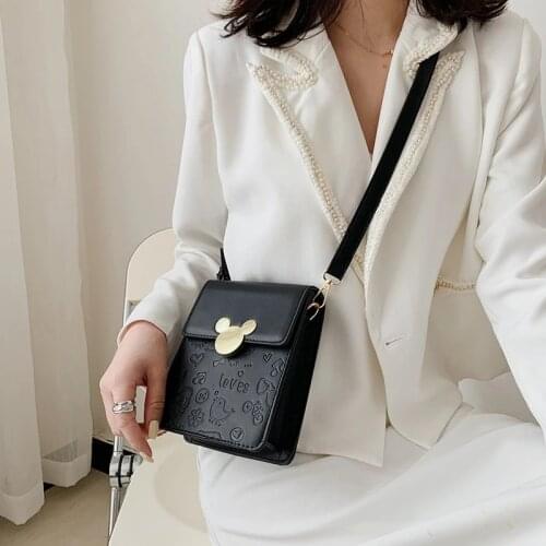 Disney Mickey Mouse Crocodile pattern Square Crossbody bag Womens Designer Handbag Lock Chain Shoulder Messenger Bag tote bag