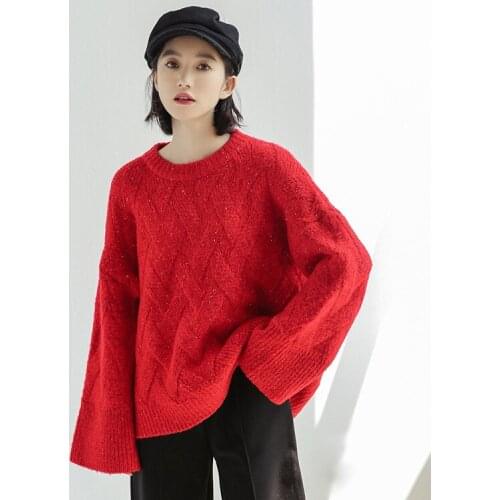 Womens Sweaters Full Sueter Female Autumn and Winter Casual Computer Knitted O-Neck Regular Pullovers