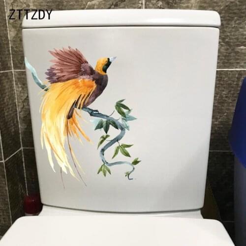 ZTTZDY 16.8×23.3CM Bird On Branch Home Wall Decoration Classic Cartoon Stickers WC Toilet Decals T2-1204