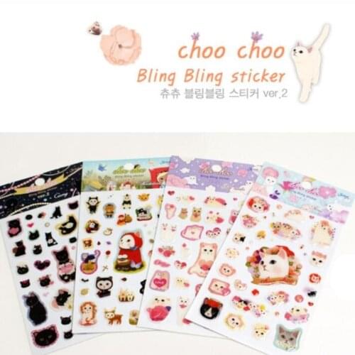 1sheets/lot Korea Sweet 3D Cat series DIY multifunction Bling Epoxy sticker students' Decoration label tools stationery
