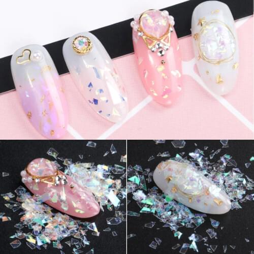 1pc Nail Art Decoration Ornament Irregular Shell Glitter Powder Cellophane Paper Sequin Manicure Sticker Design DIY Tip
