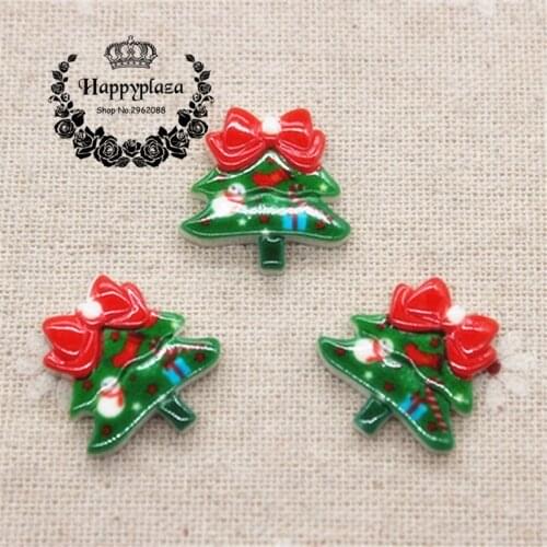 20pcs Resin Flatback Cabochon Christmas Tree Miniature Art Supply Decoration Charm Craft,20mm