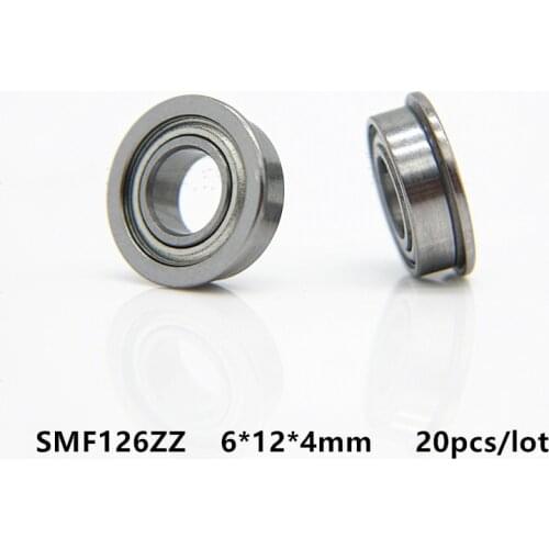 20pcs/lot ABEC-5 SMF126ZZ SMF126 ZZ Stainless Steel flanged bearing 6x12x4 mm Shielded deep groove Ball Bearings 6*12*4mm