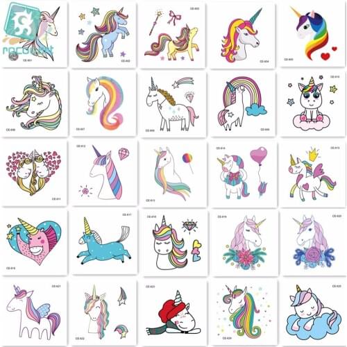 25pieces New Arrival 2018 Mini Unicorn Horse Tattoo Design For Boys Girls Kids Waterproof Temporary Tatoo Sticker For Children