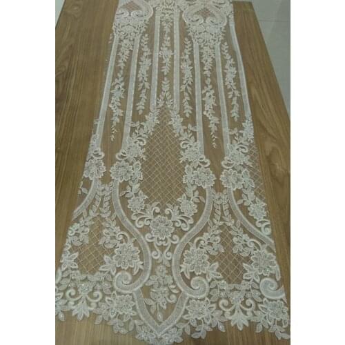 5 Yard/ Lot Seuqins and Beads Lace Fabric 130cm Width Dress Lace Fabric Bridal Lace Fabric Sequins Beads Lace Fabric