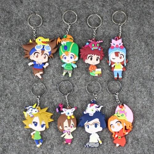 7-8.2cm Digimon Adventure Key Chain Tailmon Gomamon Piyomon Agumon Patamon Gabumon Tentomon Palmon PVC Keychain Pendant Toy