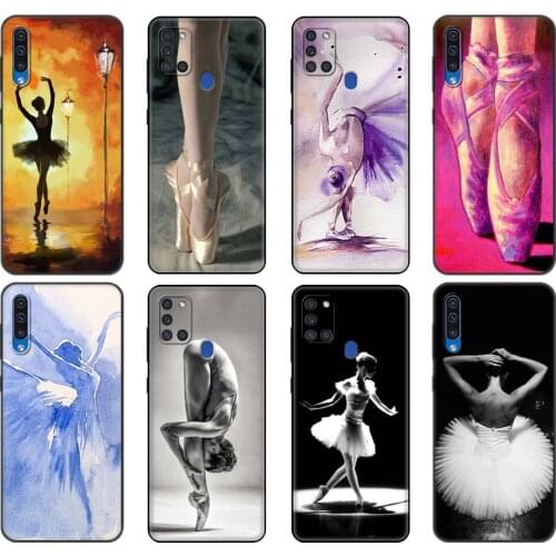 Black tpu Case For Samsung Galaxy A50 50S A30S A10 A11 A21S A31 A41 A51 A71 M30S S10 LITE Cover Ballet Ballerina Dancer Shoes