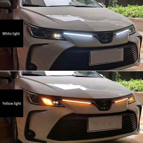 2pcs LED DRL Car Daytime Running Light Flexible Waterproof Strip Auto Headlights White Turn Signal Yellow Brake Flow Lights 12V