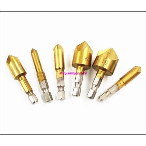 6-19mm Hex Handle Five Edge Chamfer Of Titanium Coating Knife Bore Hole Chamfering Machine Woodworking Countersink Drill Bit
