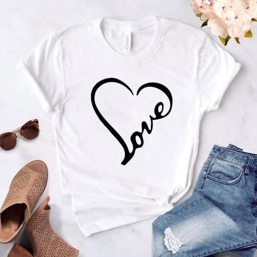 T shirt Ladies FashionLove Printing Ladies T-shirts 90s Summer Clothing for Womens White Tshirts Graphic Female Tee shirt 2021
