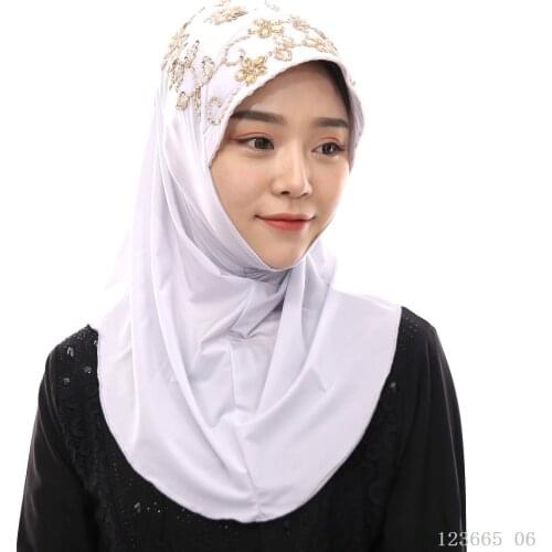 Caftan Marocain Abaya Hijab Indonesian Muslim Dress Headscarf Solid Turban Malaysia Turbante Beaded Hood Easy Cover Hijab Scarf