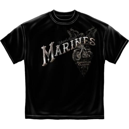 Fashion T-Shirt Men Clothing Mens Graphic Apparel T-Shirt USMC MARINE BIKER AMERICAN CLASSIC Men Summer Style