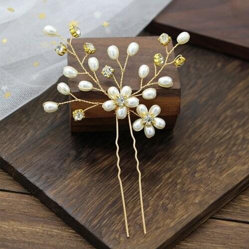 Fashion Weddings Hair Accessories Alloy Leaves Handmade Pearl Rhinestone Crystal Hairpin Hair Comb Bride Headwear