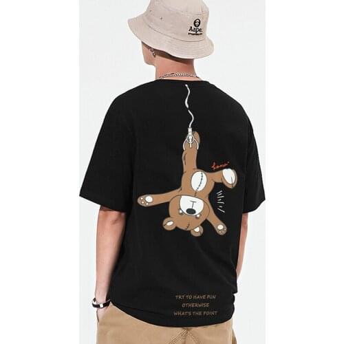 2021 Summer New Harajuku Mens Cartoon Pattern Print T-shirt Cotton Men Short Sleeve Shirt Tops Tee Oversized Mens clothing