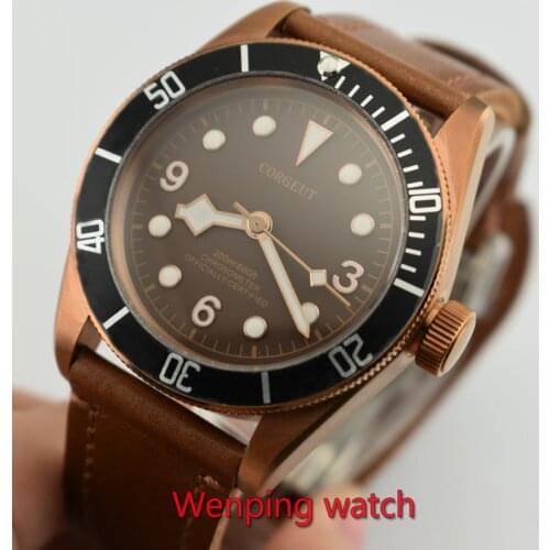 41mm Corgeut watch water resistance Vintage bronze plating stainless steel sapphire glass Automatic movement Mens watch