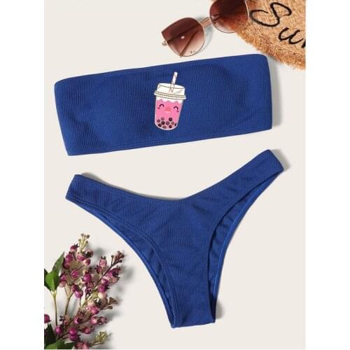 2021 New Push-Up Blue Low-Waist Bikini Suit Chest Gathered Sexy Swimming Swimsuit Fahsion Womens Swimwear