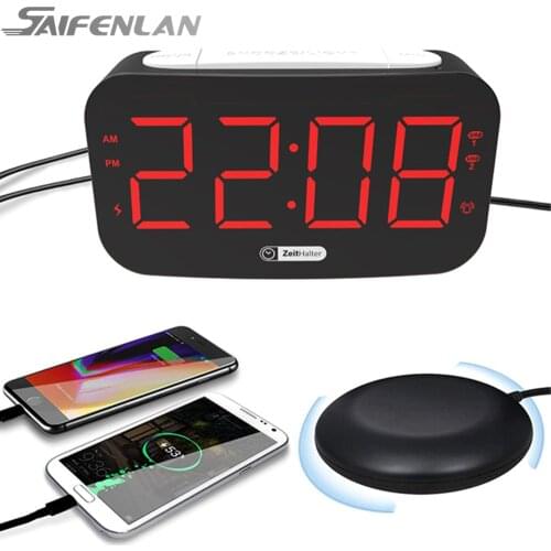 Extra Loud Alarm Clock with Bed Shaker, Vibrating Alarm Clock for Hearing Impaired, Heavy Sleeper, Alarm Clock Large Display