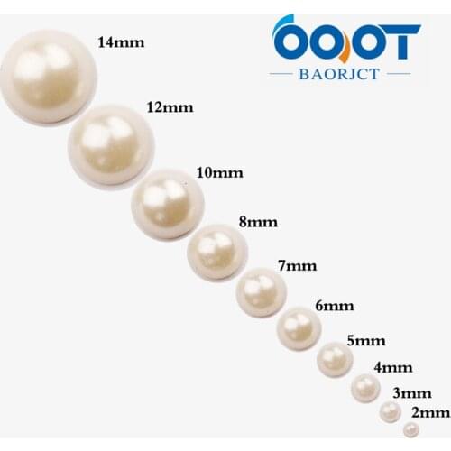 OOT BAORJCT 1621621 , Full size Flat pearl stickers Diy handmade material Semi-round ABS pearl , clothing Jewelry Accessories
